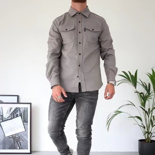 Wholesale Men's Autumn Winter New Full Sleeve Casual Shirt Outdoor Spring Autumn Design Solid Color Men's Shirt