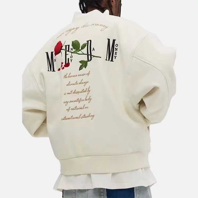 Wholesale Men Casual Wear Formal Varsity Jacket High Quality For Men Embroiidery Plus Size Back Logo Thick Sweatshirt