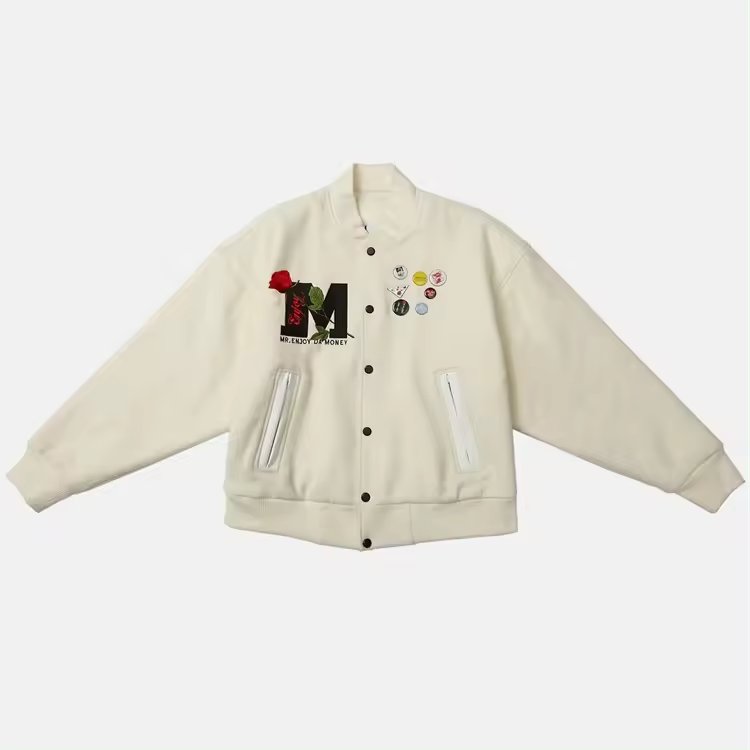 Wholesale Men Casual Wear Formal Varsity Jacket High Quality For Men Embroiidery Plus Size Back Logo Thick Sweatshirt