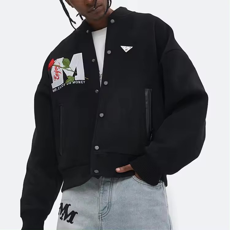 Wholesale Men Casual Wear Formal Varsity Jacket High Quality For Men Embroiidery Plus Size Back Logo Thick Sweatshirt