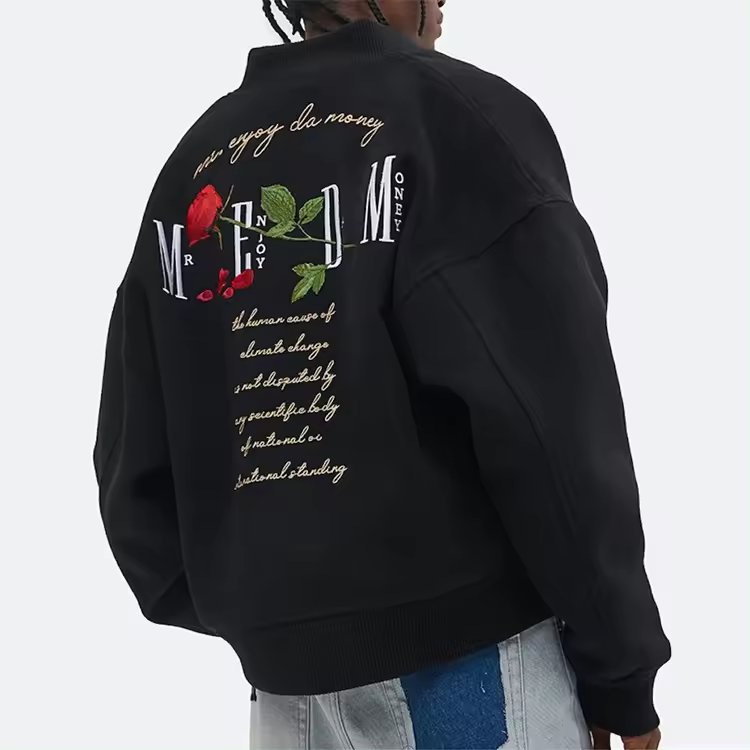 Wholesale Men Casual Wear Formal Varsity Jacket High Quality For Men Embroiidery Plus Size Back Logo Thick Sweatshirt