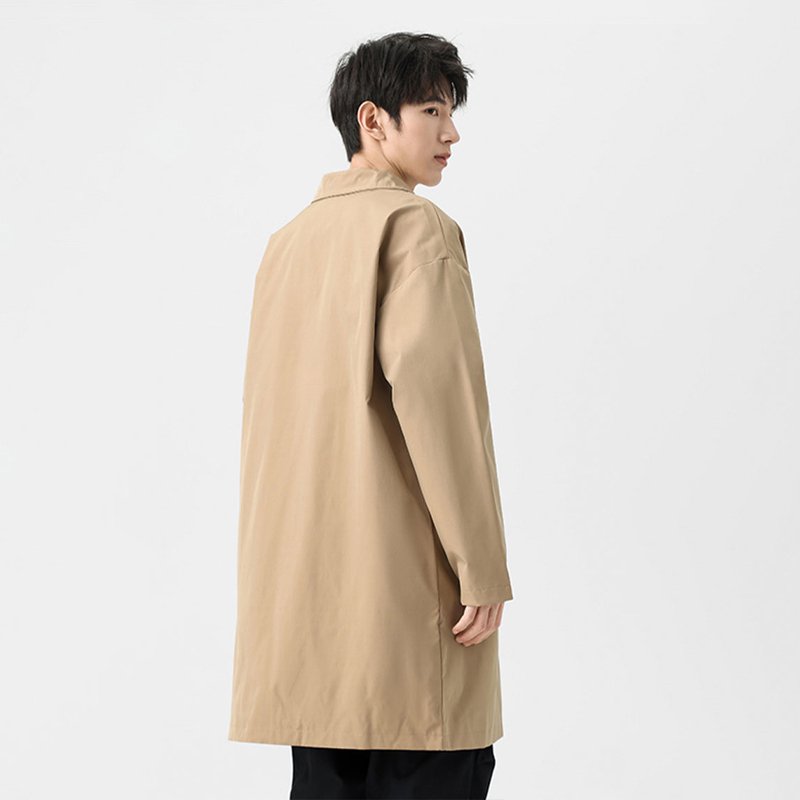 Men's Polyester Spring Jacket with Custom Logo Casual Wearing Mid-length Lapel Collar Windbreaker Jackets