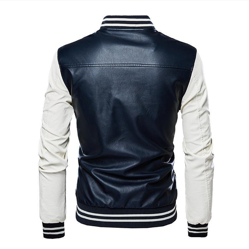 Custom Logo Embroidered Baseball Coat Motorcycle Leather Jacket Men's Leather Jacket