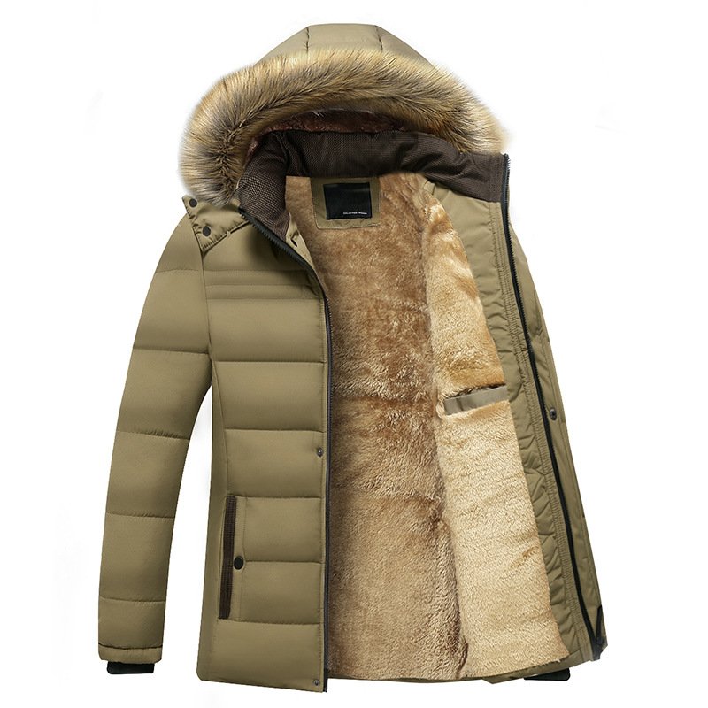 Winter Warm Thick Fleece Parkas Men Waterproof Hooded Fur Collar Parka Jacket Coat Men Autumn Fashion Casual Parkas Men