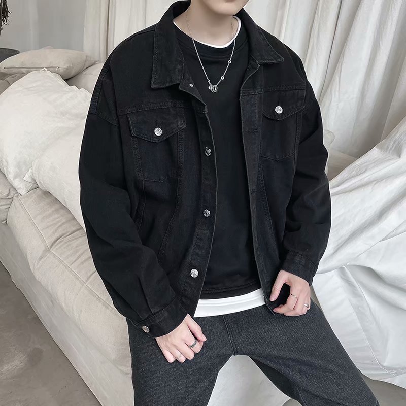 OEM Custom Design Denim Short Jacket Men Jeans Jacket Coats Casual Windbreaker Pockets Overalls Bomber Streetwear Men Jacket