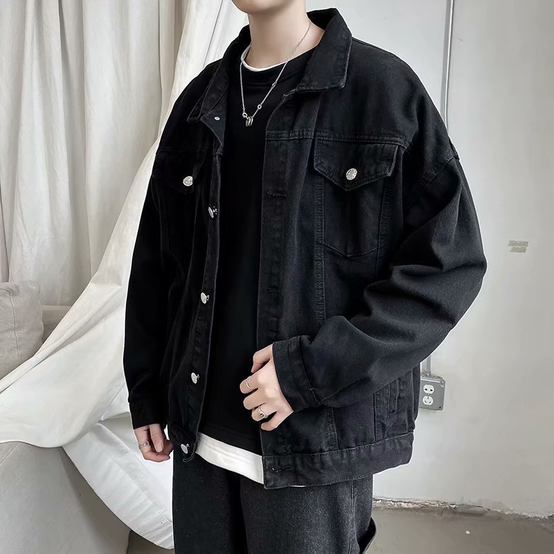 OEM Custom Design Denim Short Jacket Men Jeans Jacket Coats Casual Windbreaker Pockets Overalls Bomber Streetwear Men Jacket