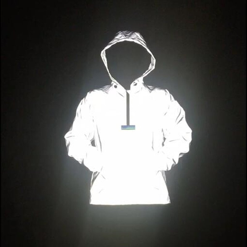 Quality Reflective Men's Jacket Zipper Breathable Woven Casual Work Windbreaker Hood reflective Spring Anorak Jacket For Men