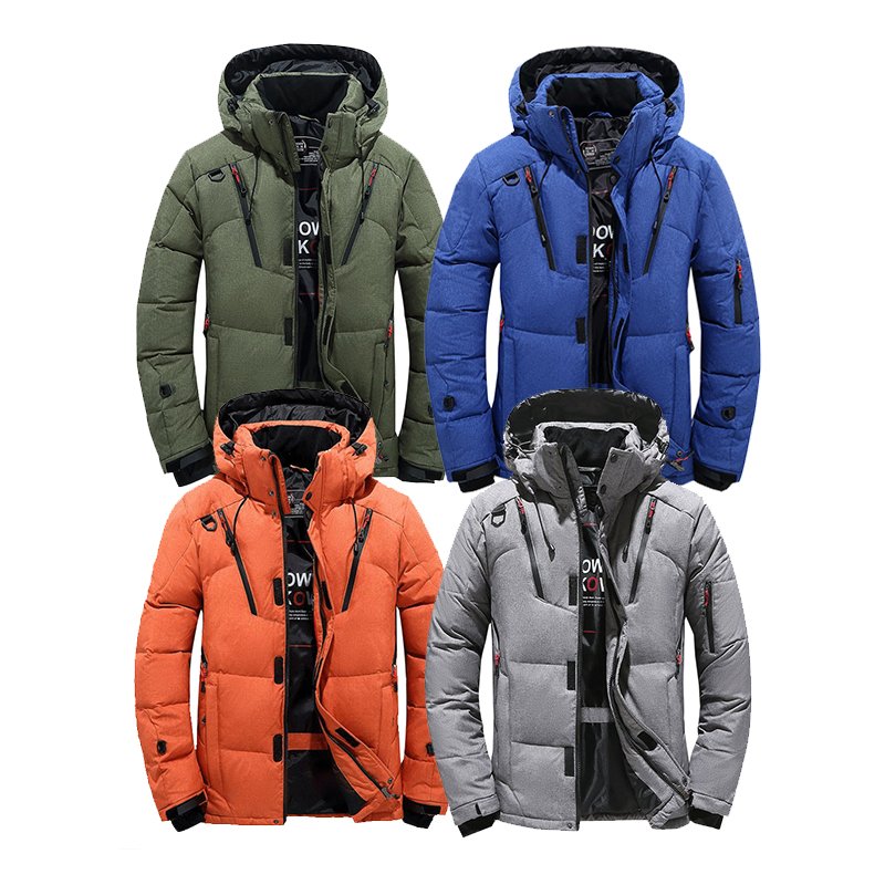 Winter Down Coat Hoodie Puffer Men Clothing Jacket Streetwear Printing Webbing Thickening Bubble Down Coats Men's Jacket