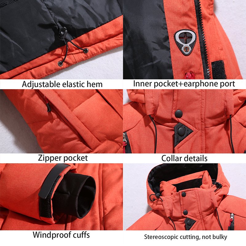 Winter Down Coat Hoodie Puffer Men Clothing Jacket Streetwear Printing Webbing Thickening Bubble Down Coats Men's Jacket