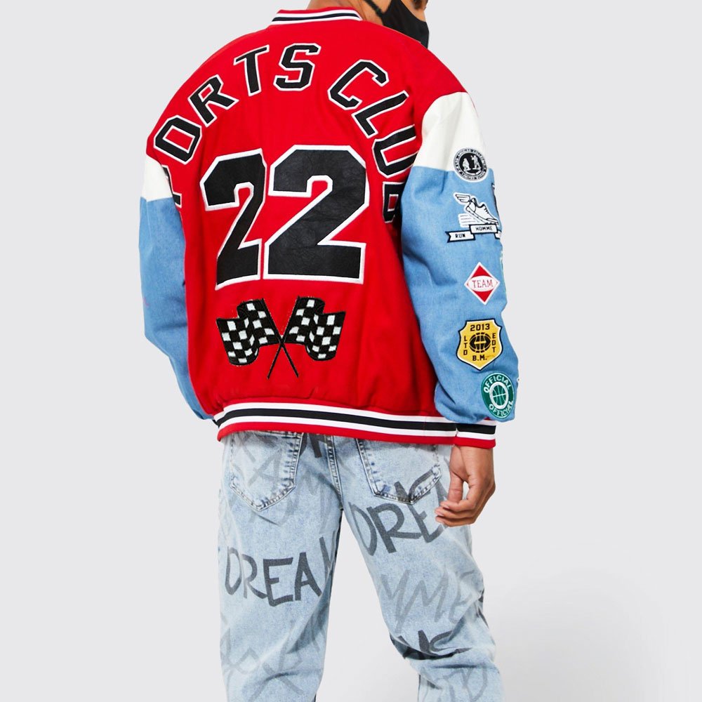 Leather Sleeves Baseball Lettermen Jackets For Men's Chenille Patches Winter Windproof Bomber Jacket