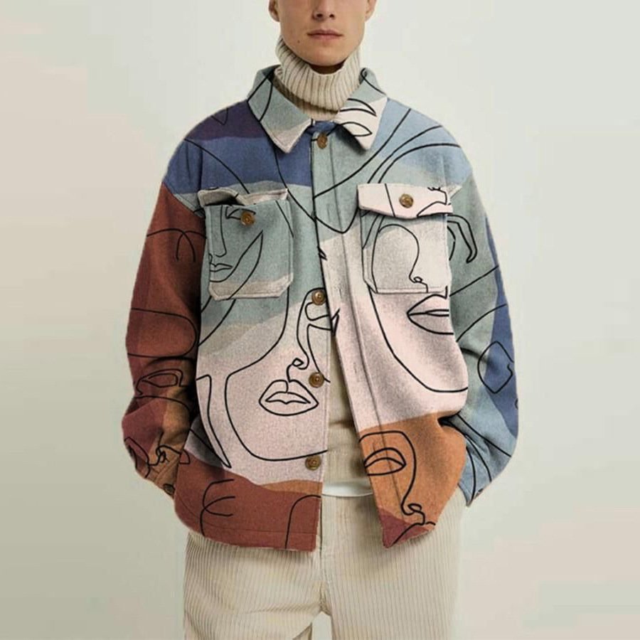 2021 designer fashion plus size men's jackets coat overall printed woolen coat for men duffle coat wholesale