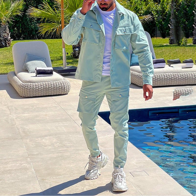 Hot Men's Jacket and Pants Sets New Spring Autumn Tracksuit High Quality Jacket Pant 2 Piece Sets Solid Color Male Fashion Suit