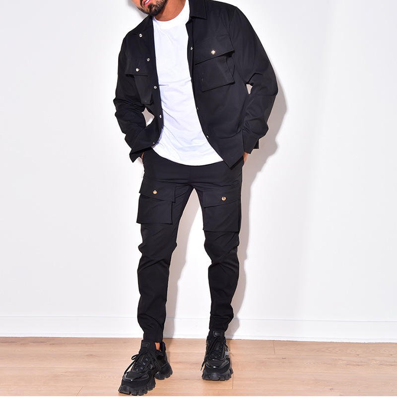Hot Men's Jacket and Pants Sets New Spring Autumn Tracksuit High Quality Jacket Pant 2 Piece Sets Solid Color Male Fashion Suit