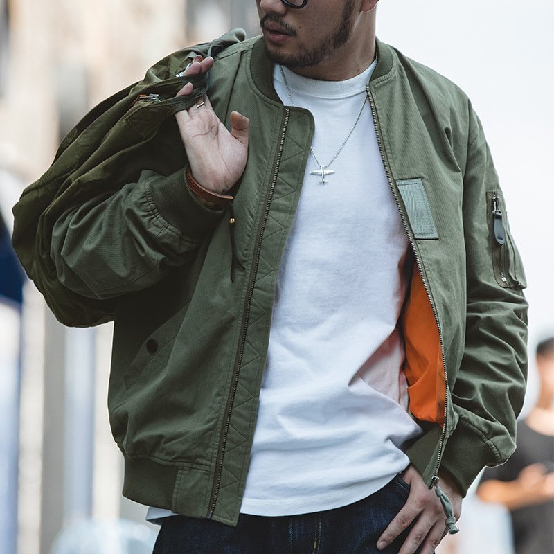 SIVI Baseball Uniform Windproof Hunting Clothes Cotton Herringbone Flight Jacket Zipper Up Men's Coat Plus Size Bomber Jacket