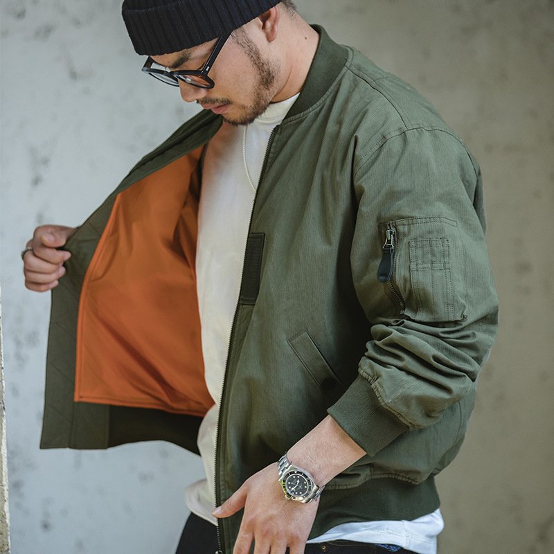 SIVI Baseball Uniform Windproof Hunting Clothes Cotton Herringbone Flight Jacket Zipper Up Men's Coat Plus Size Bomber Jacket
