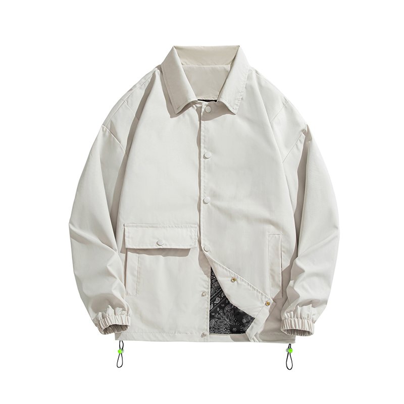 Streetwear Plus Mens Windbreaker Jacket Lightweight Spring Autumn Men's Coaches Jacket Solid Color Button Shirt Jacket For Men