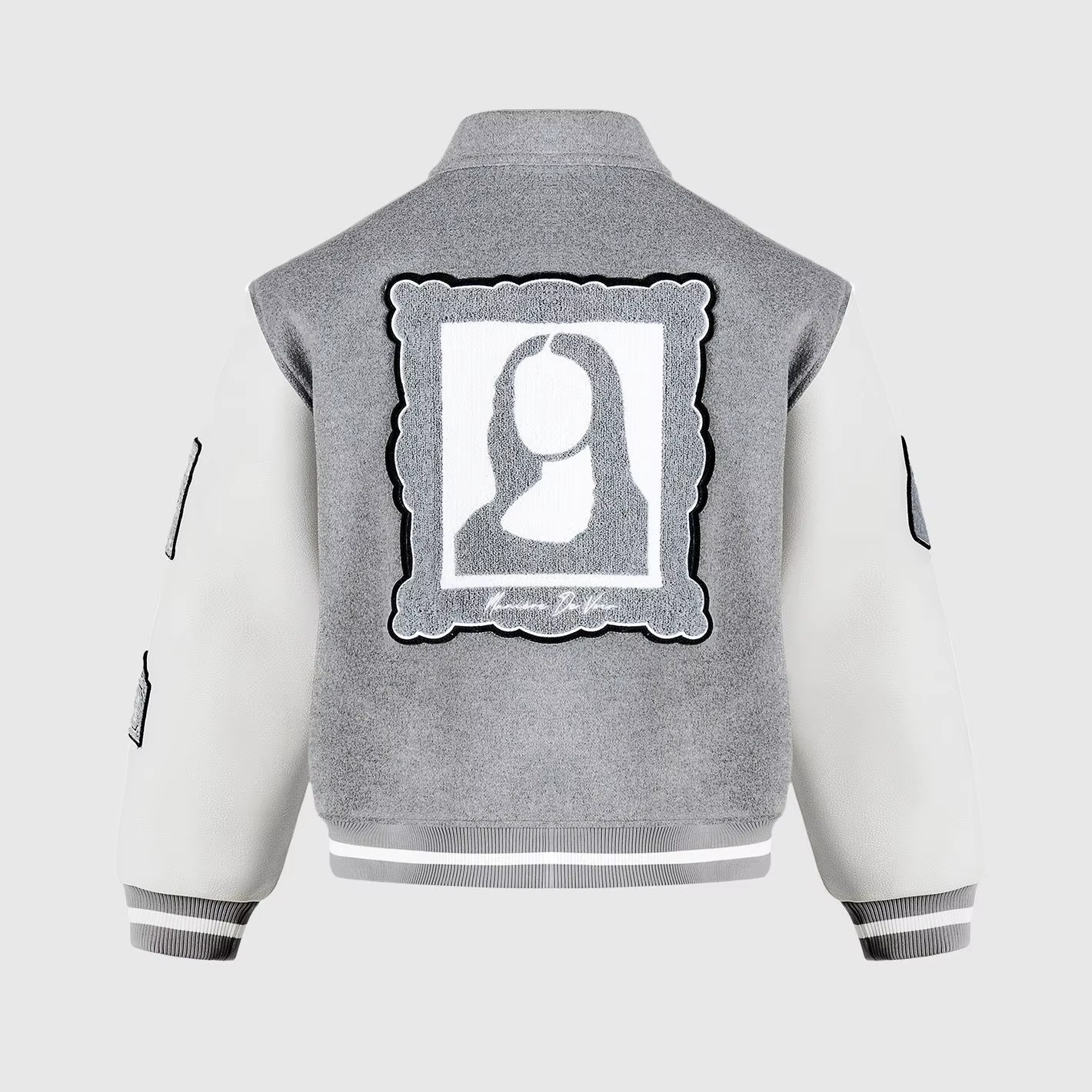 2024 new fashion Mona Lisa embroidered wool-blend varsity jacket Customized high quality blockbuster men's casual jacket