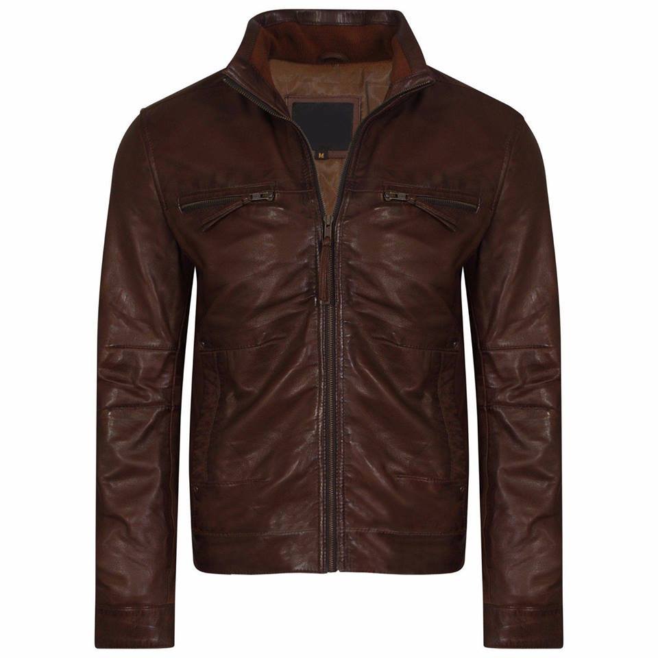 Fashion Men's Black Lamb Leather Jacket with Waterproof Feature Winter Plus Size Closure Zipper Button Decoration from Pakistan
