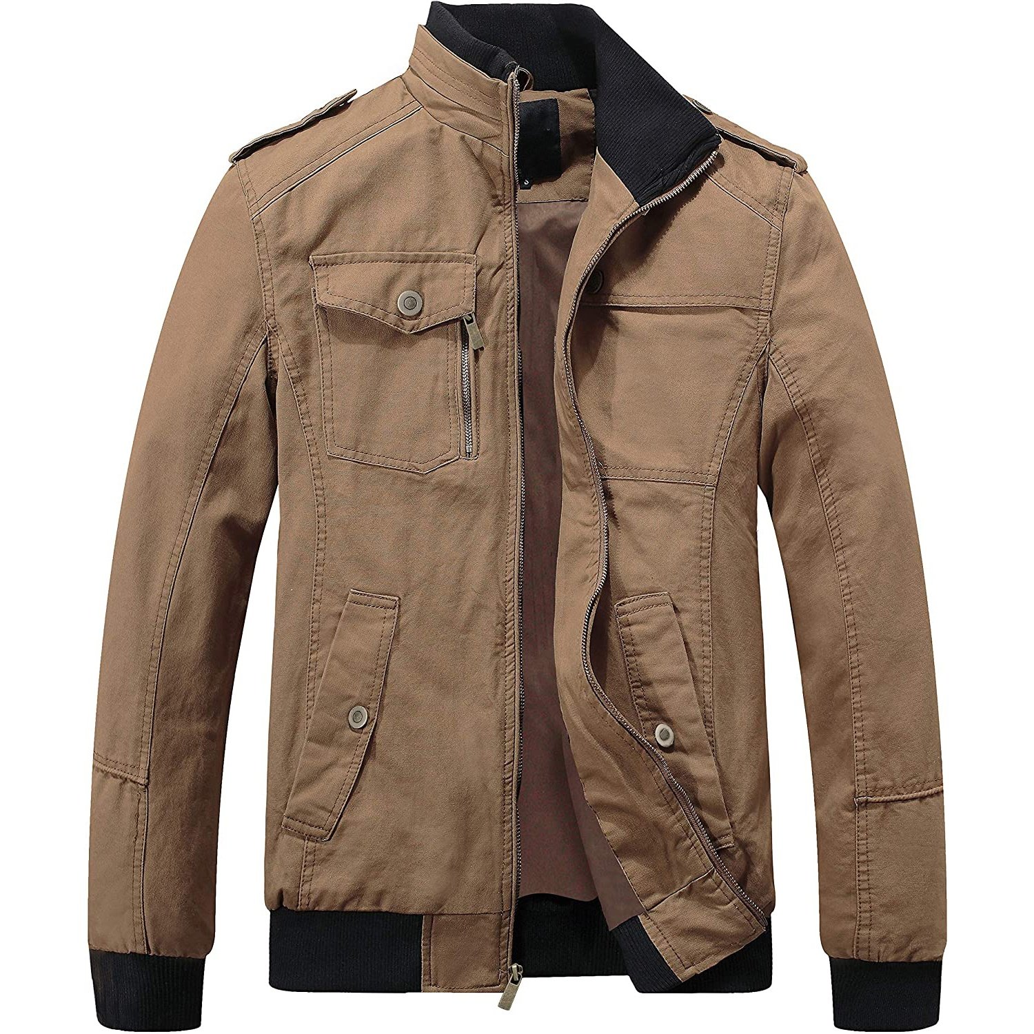 Lightweight Men's Jackets Cotton Jacket Casual Stand Collar Windbreaker Jacket