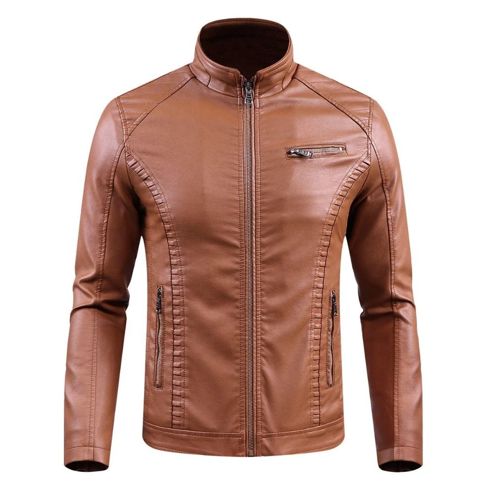 Fashion Designs Boys Classic Biker Jacket Motorcycle Pu Faux Leather Jacket for Mens blazer masculino slim fit Leather Coat