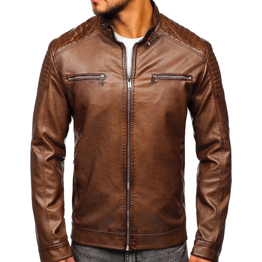 Fashion Designs Boys Classic Biker Jacket Motorcycle Pu Faux Leather Jacket for Mens blazer masculino slim fit Leather Coat