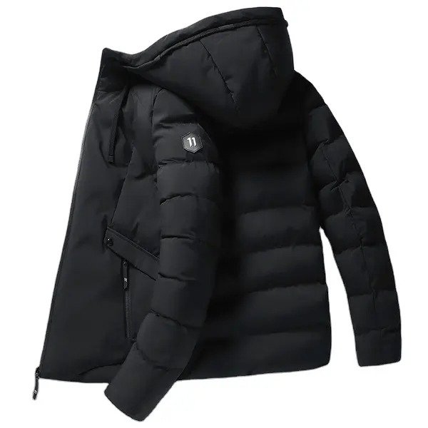 OEM Custom Men's Down Cotton Jackets Short Style Winter Hooded Coat Men Waterproof Zip Puffer Jacket
