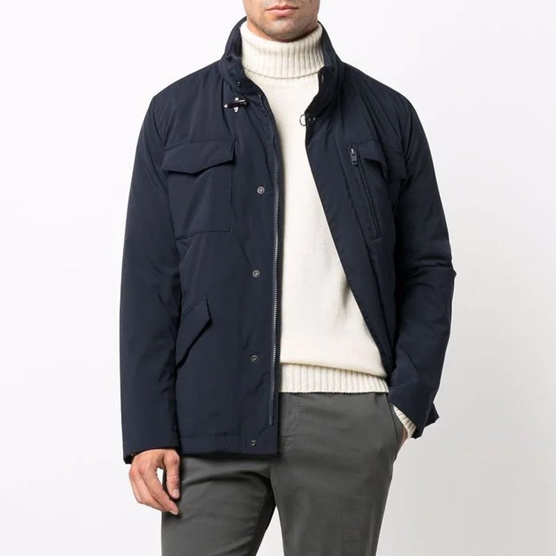 OEM customized Men's Jackets single-breasted lining jacket navy blue plus size men's jacket