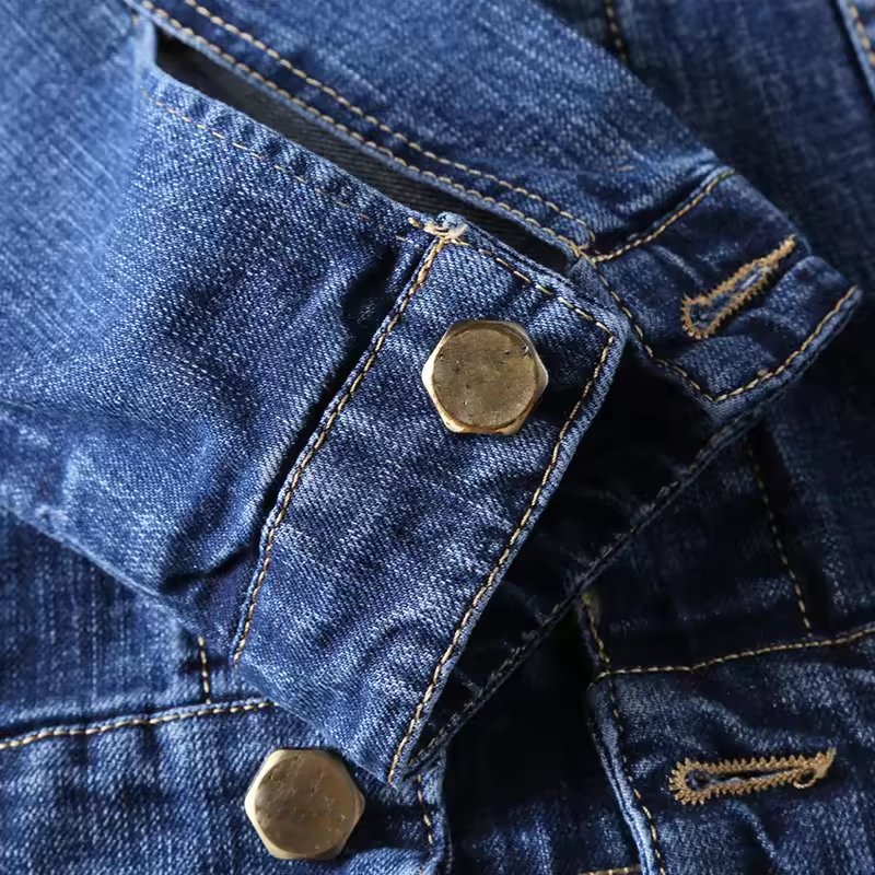 Custom Men Denim Jackets Coats Cotton Jeans Stand Wash Outwear Coat Jackets Horn Button Solid Casual Denim Fabric Customized Raw
