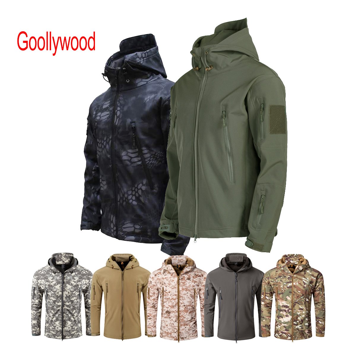 Camo Men's Outdoor Tactical Combat Softshell Jacket Hoody Winter Jacket Coat sport Uniform Waterproof jacket men