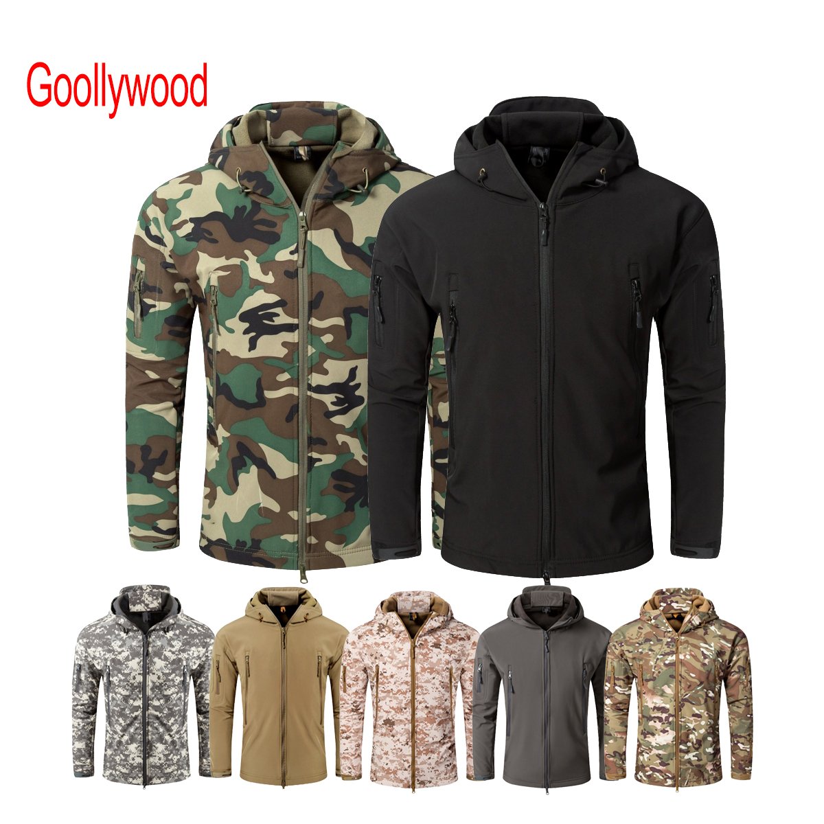Camo Men's Outdoor Tactical Combat Softshell Jacket Hoody Winter Jacket Coat sport Uniform Waterproof jacket men