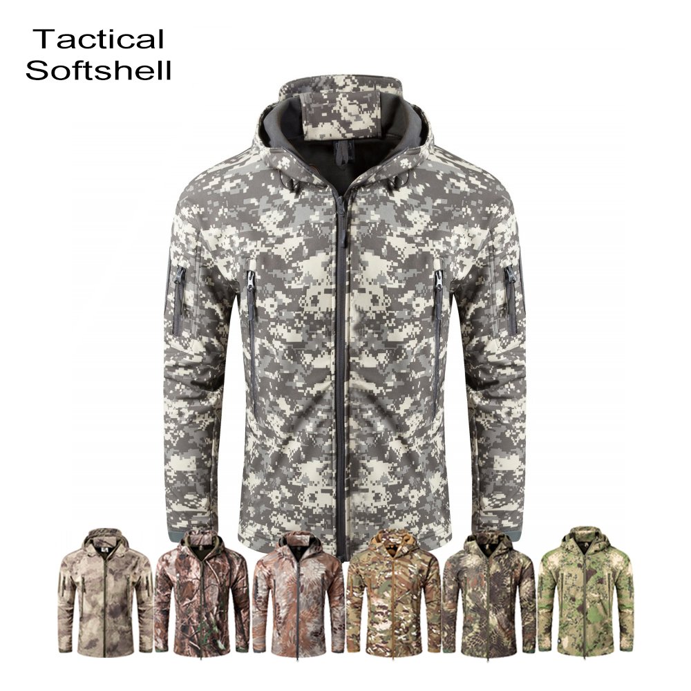 Camo Men's Outdoor Tactical Combat Softshell Jacket Hoody Winter Jacket Coat sport Uniform Waterproof jacket men