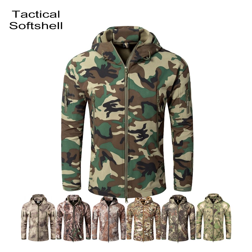 Camo Men's Outdoor Tactical Combat Softshell Jacket Hoody Winter Jacket Coat sport Uniform Waterproof jacket men