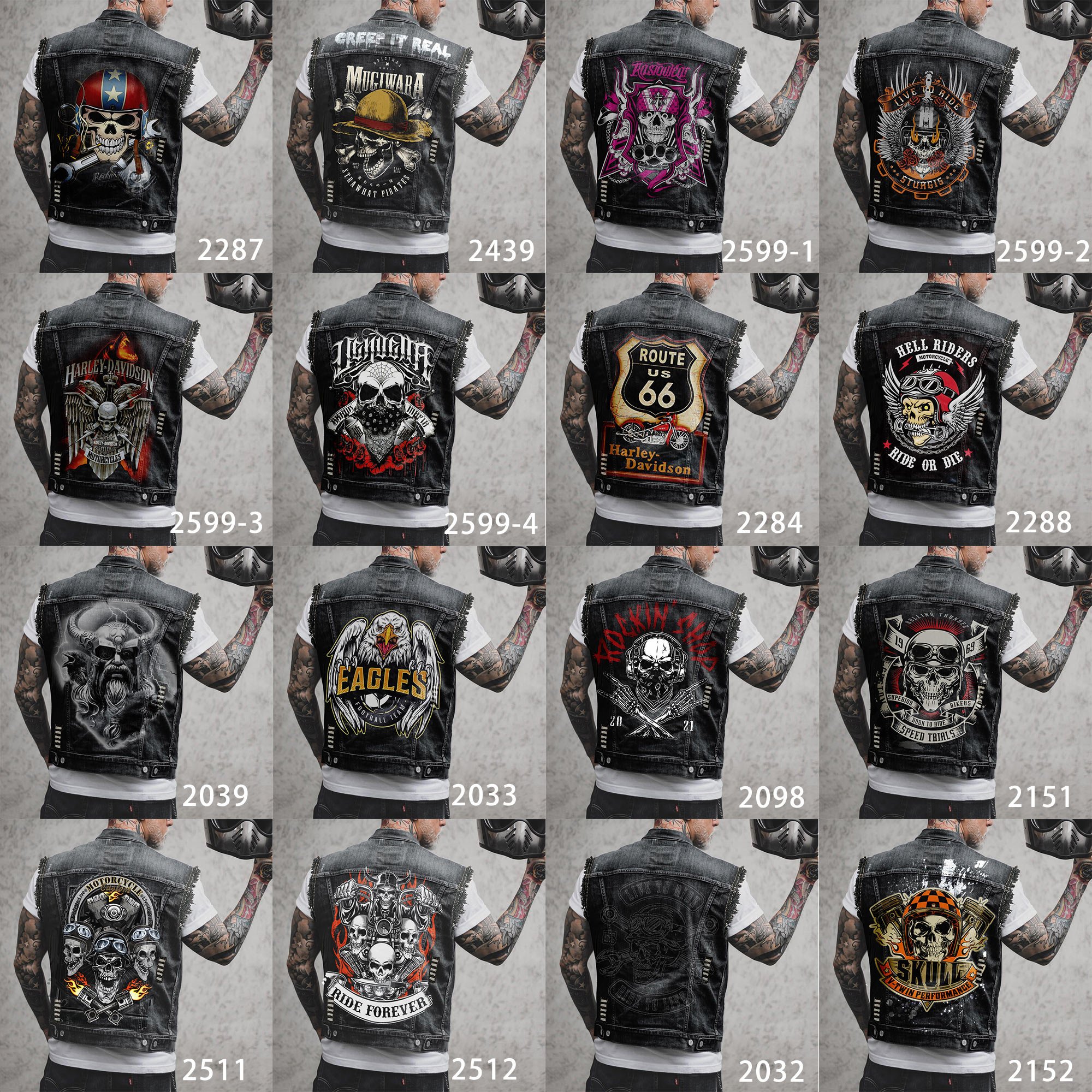 Men's Punk Casual Denim Vest Sleeveless Fashion Jacket Print Urban Streetwear Spring Summer Motorcycle Club biker Denim Vest