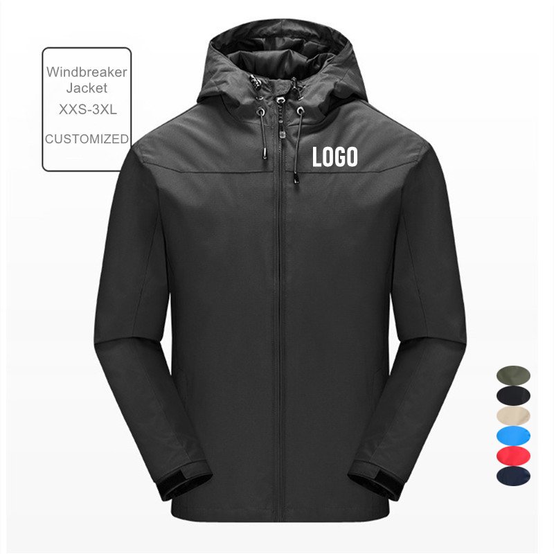 Costom Logo High Quality Men's Zipper Waterproof Jacket Plus Size Men Windbreaker Jacket