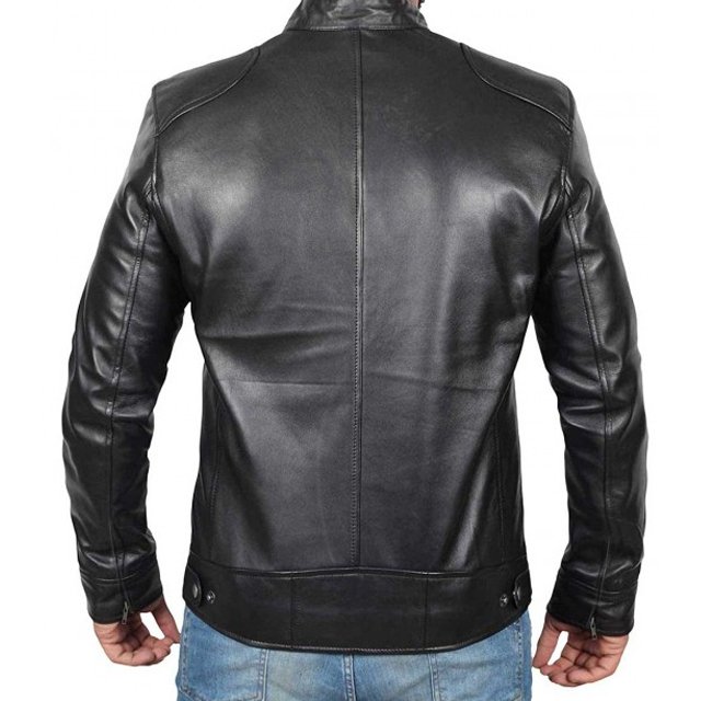 custom vintage men's Jackets long sleeve solid streetwear plain stylish leather Racer jacket men