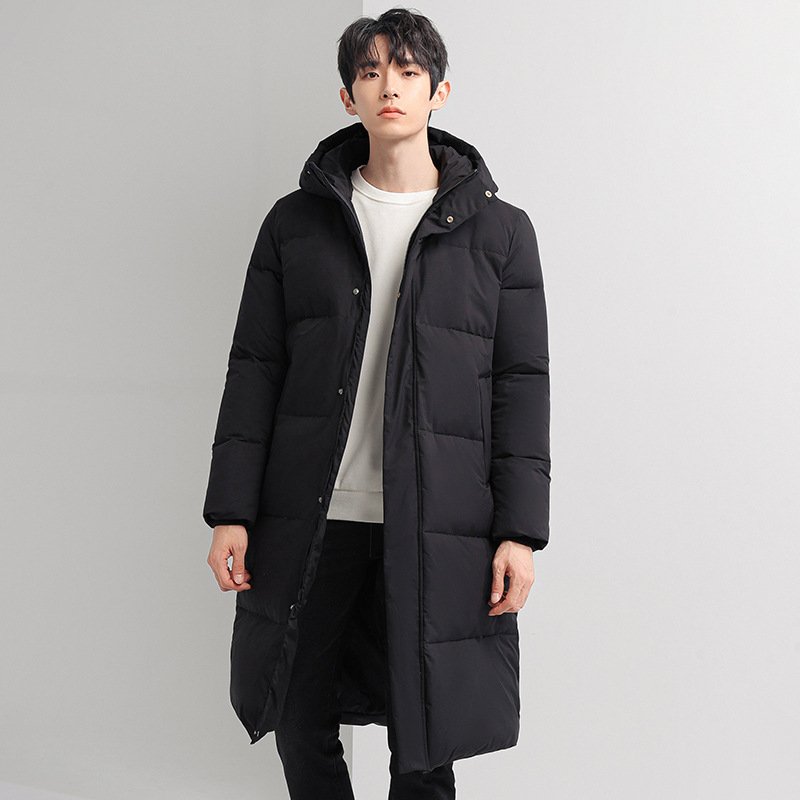 OEM Custom Design Canada Oversized Winter White Black Unisex Hooded Coat Mid-Length Over-The-Knee Thickened Down Jacket