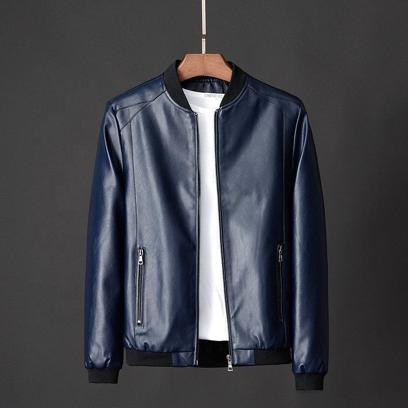 ANSZKTN Autumn Winter Plus 8XL Size Fashion Men's Leather Jackets Solid Color Zipper Faux Leather Casual PU Jacket For Men