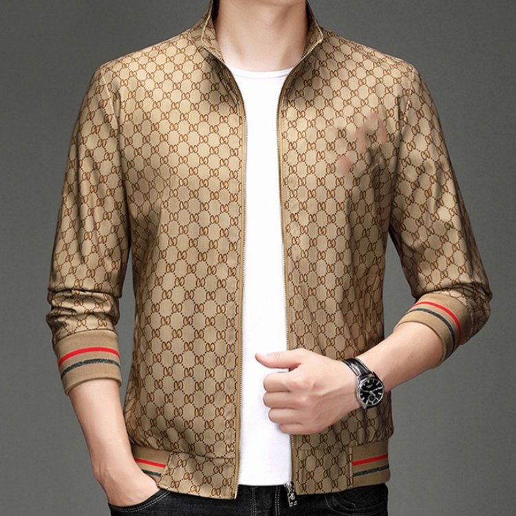 Men's Trendy Brand Baseball Coat Top Embroidered Little Bee Zipper Material Standing Collar Korean Version-for Spring Autumn