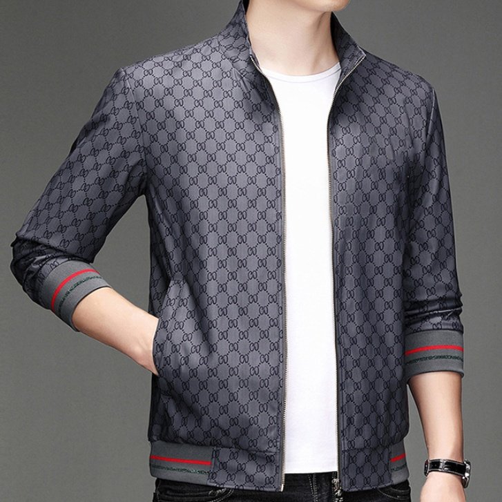 Men's Trendy Brand Baseball Coat Top Embroidered Little Bee Zipper Material Standing Collar Korean Version-for Spring Autumn