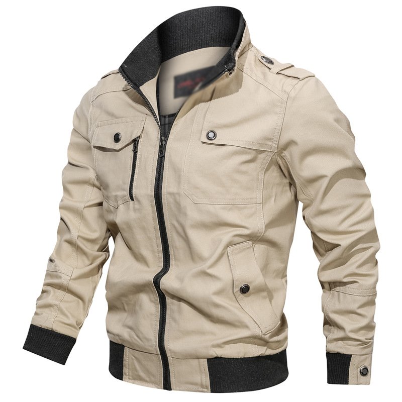 Wholesale Solid Color Cotton Cheap Coats Up Plain Men's Cold Winter Bomber Leather Jacket