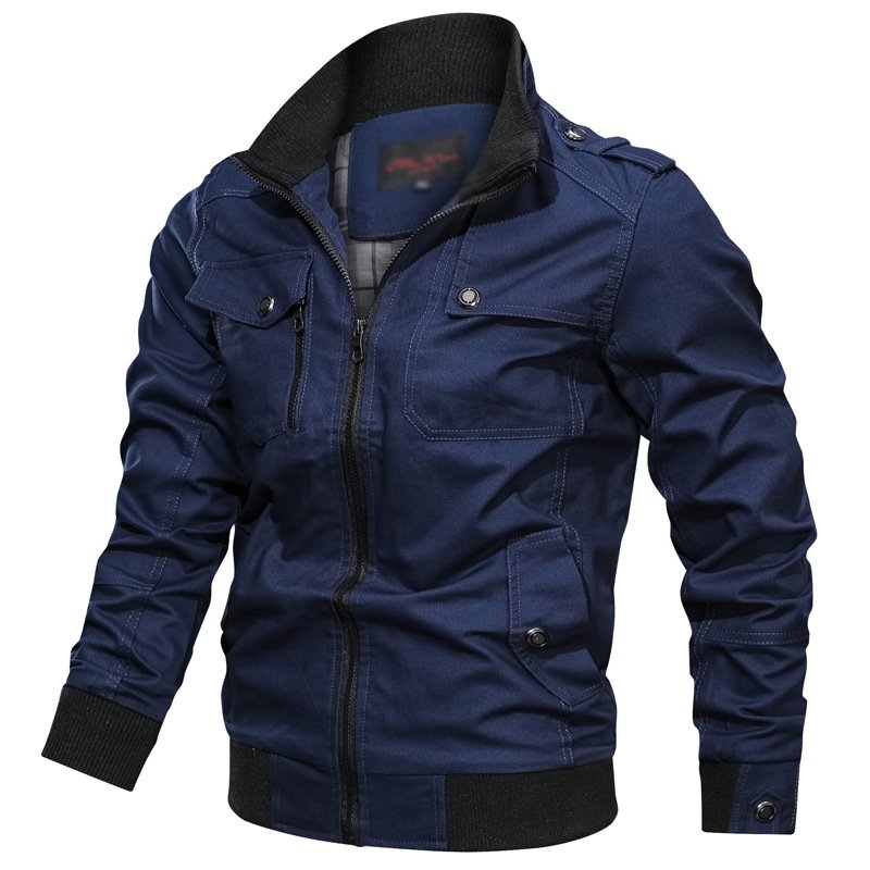 Wholesale Solid Color Cotton Cheap Coats Up Plain Men's Cold Winter Bomber Leather Jacket