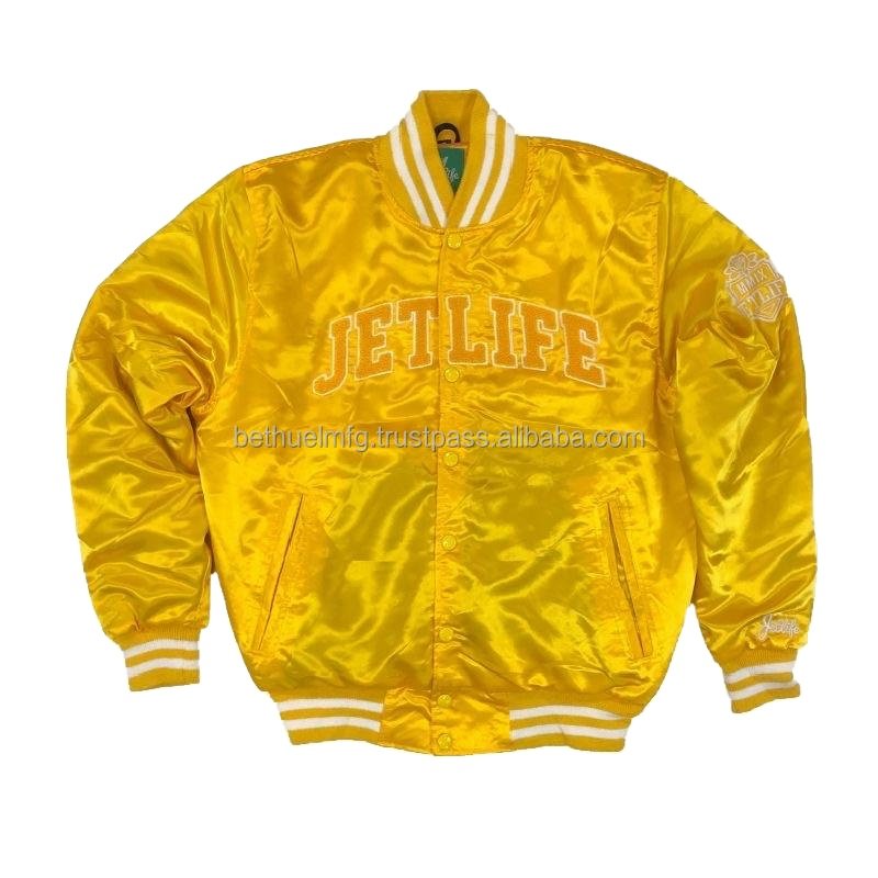 Wholesale 2024 High Quality Custom Logo Satin Blank Varsity Jackets Men Baseball Jacket For Men