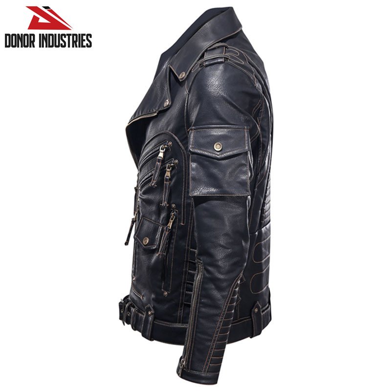Water Resistant Cow Leather Jacket For Men, Custom Color 100% Leather Men's Jacket Custom Slim Leather Jackets