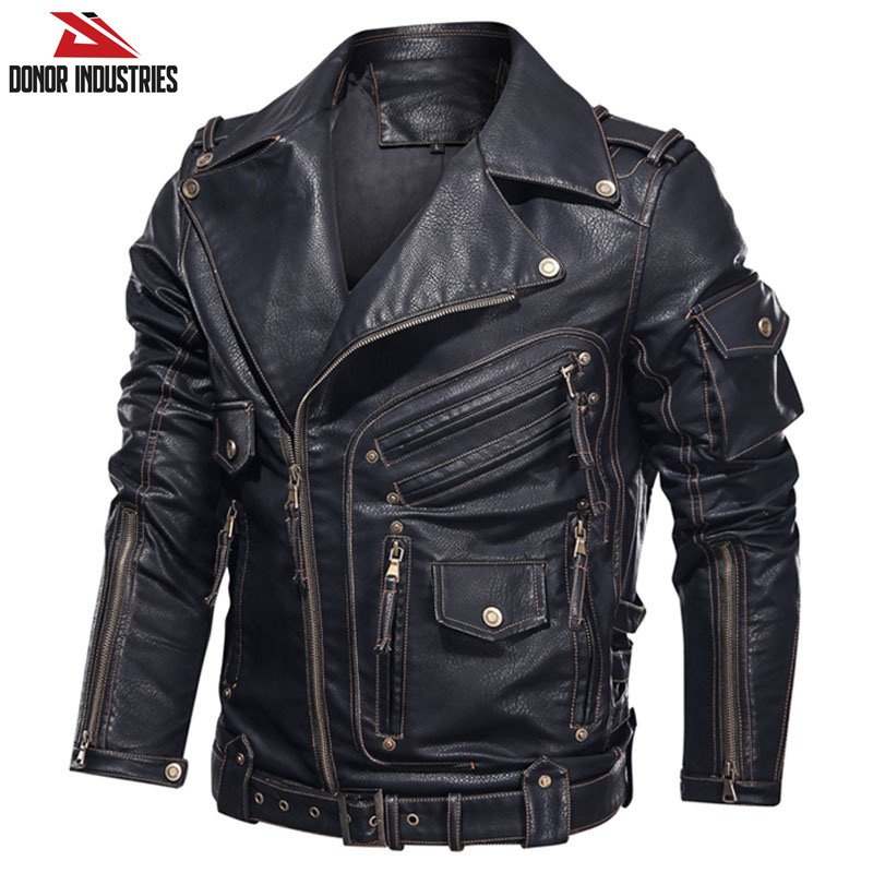 Water Resistant Cow Leather Jacket For Men, Custom Color 100% Leather Men's Jacket Custom Slim Leather Jackets