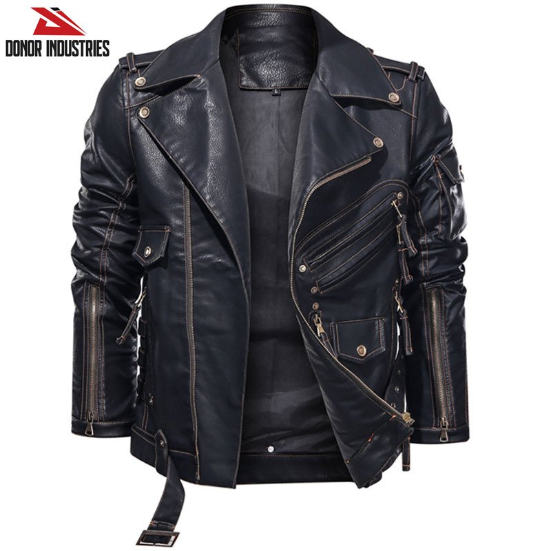 Water Resistant Cow Leather Jacket For Men, Custom Color 100% Leather Men's Jacket Custom Slim Leather Jackets