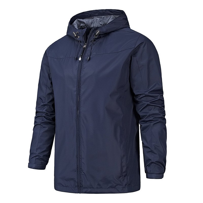 Men's spring and autumn hooded windproof and rainproof mountaineering clothing hardshell men's jacket solid color coat