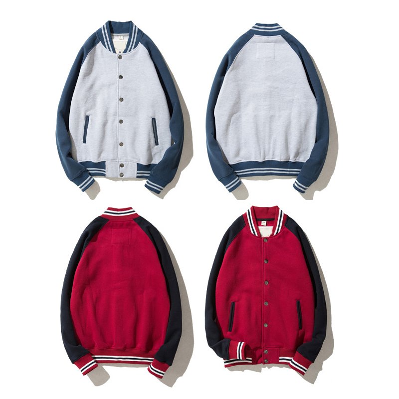 Men Baseball Jacket Plain Coats Slim Fit College Fleece Men's Jacket Coat