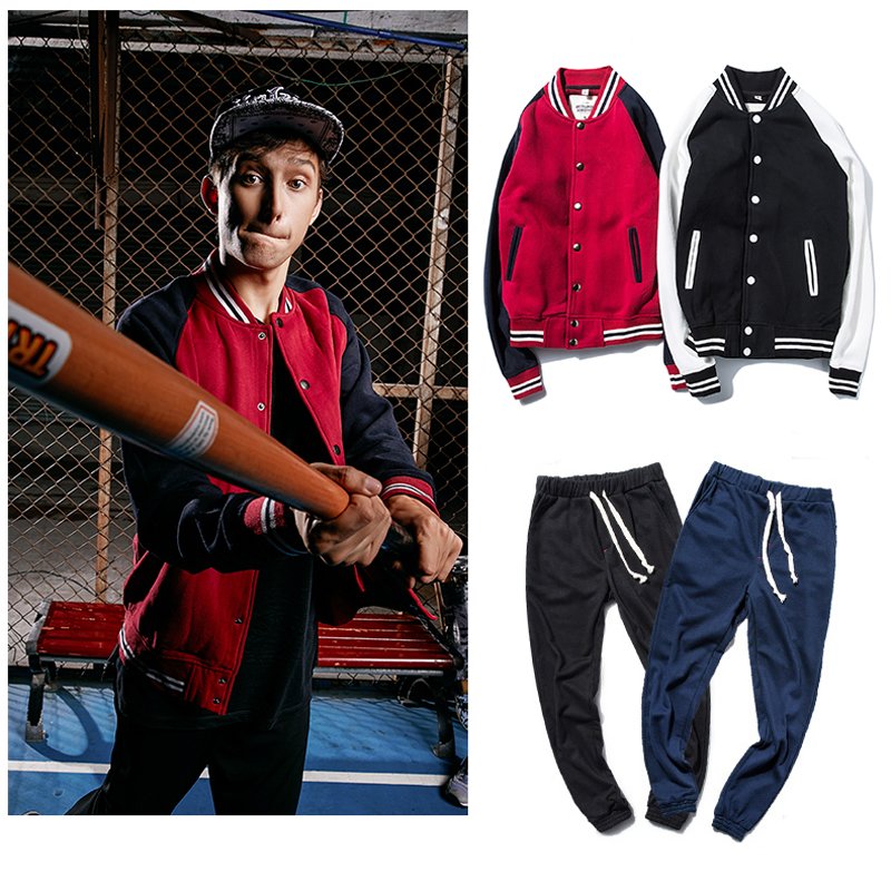 Men Baseball Jacket Plain Coats Slim Fit College Fleece Men's Jacket Coat