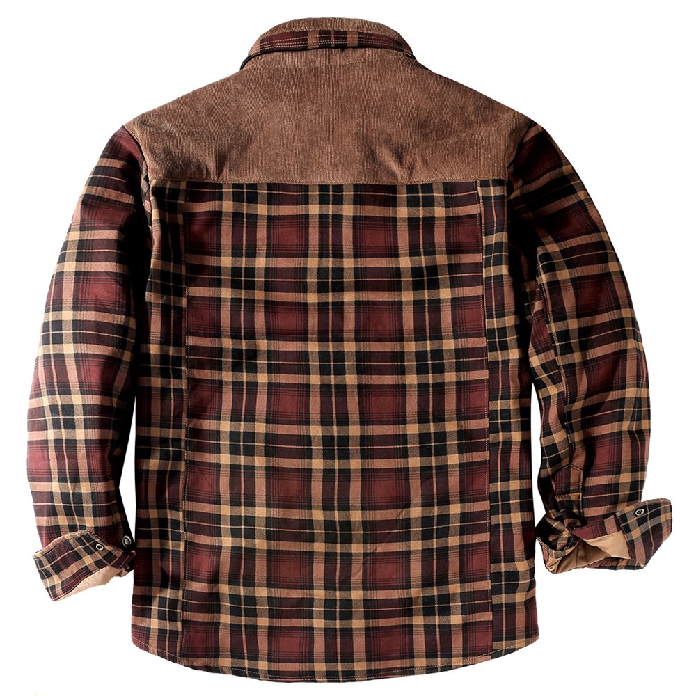 CARANFIER Men Jacket Brown Checked Plaid Flannel Shirt Wholesale Oversized High-Quality Model Dropshipping Free LOGO Customized