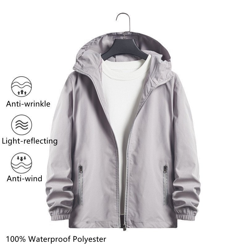 high quality custom waterproof anti wind reflective fabric sportswear 100% polyester men's jackets
